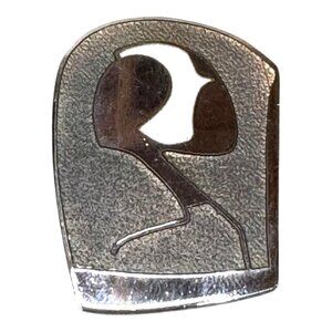 Vintage Signed Silver Tone Abstract Person CJE Nuais Pin Brooch Made In Canada